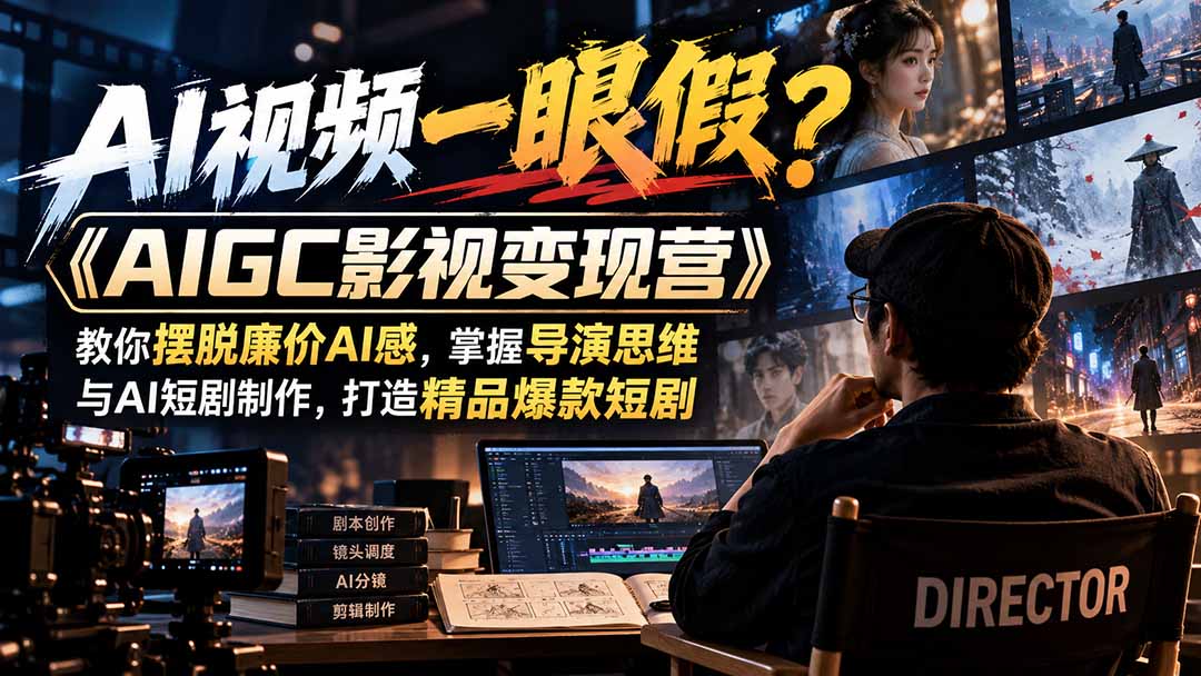 【无水印】AI视频一眼假?《AIGC影视变现营》教你摆脱廉价AI感,掌握导演思维与AI短剧制作,打造精品爆款短剧-云创网:网创终点站