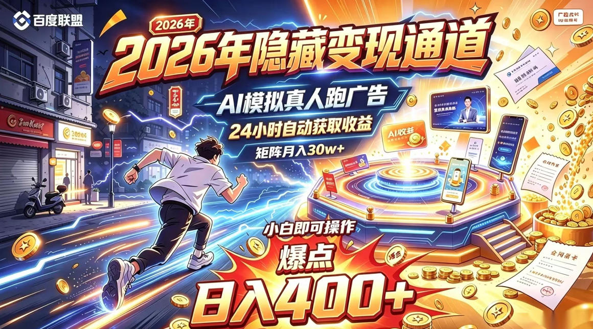 2026年别死磕自媒体,隐藏变现通道,AI模拟真人自动跑广告,小白即可操作,日入400+,矩阵月入可达到30w+【揭秘】-云创网:网创终点站