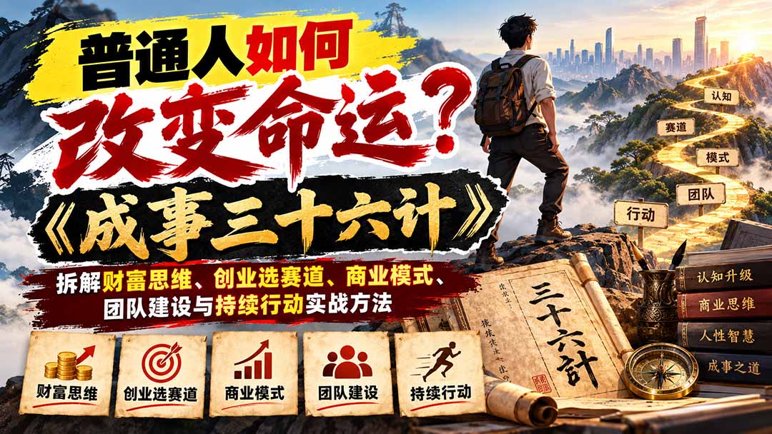 普通人如何改变命运?《成事三十六计》拆解财富思维、创业选赛道、商业模式、团队建设与持续行动实战方法-云创网:网创终点站